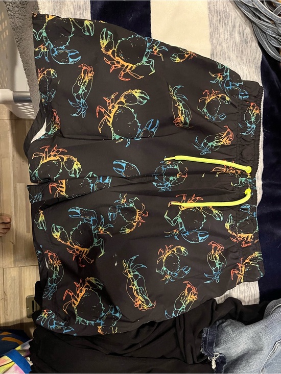 George Other - Black Swim Trunks with Neon Crab Print